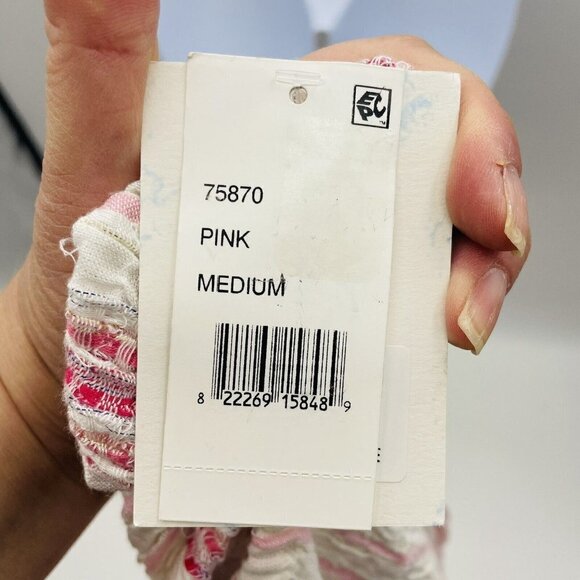 Raviya Womens Sz Medium Smocked-Top Jumpsuit Swimsuit Cover-Up in Pink White $58 - Picture 8 of 9